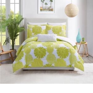 Trina Turk Yellow and White Floral 3 piece Comforter Set